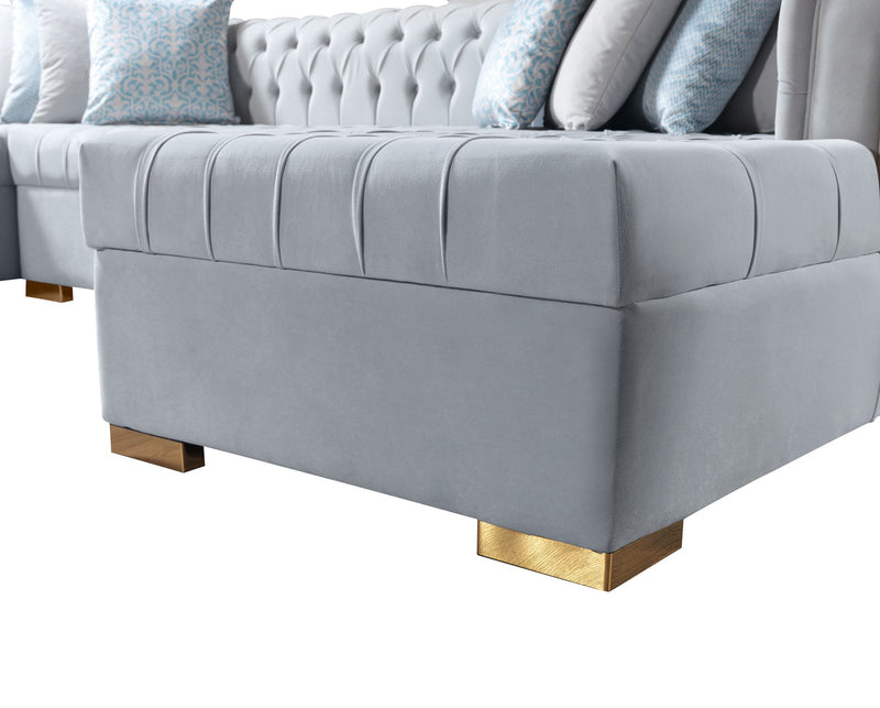 Emma Pearl Velvet Double Chaise Sectional