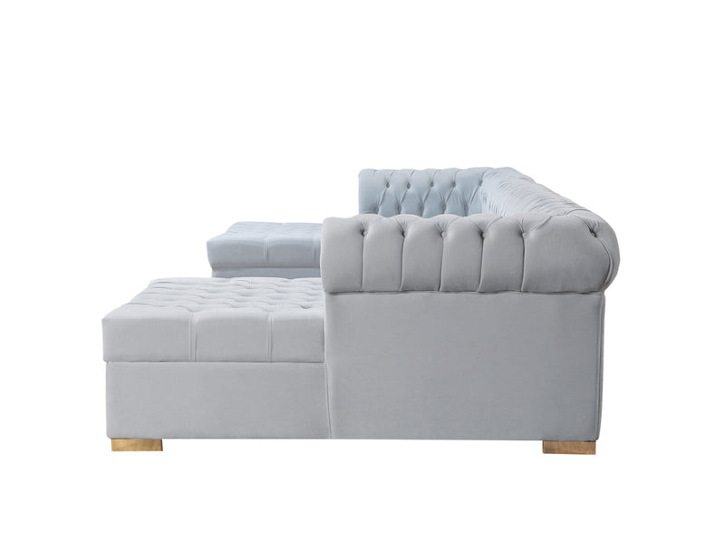 Emma Pearl Velvet Double Chaise Sectional