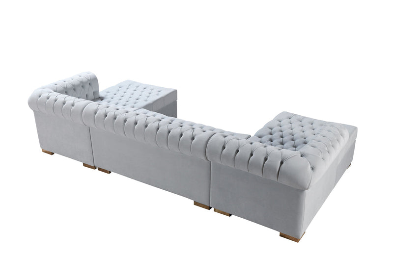 Emma Pearl Velvet Double Chaise Sectional