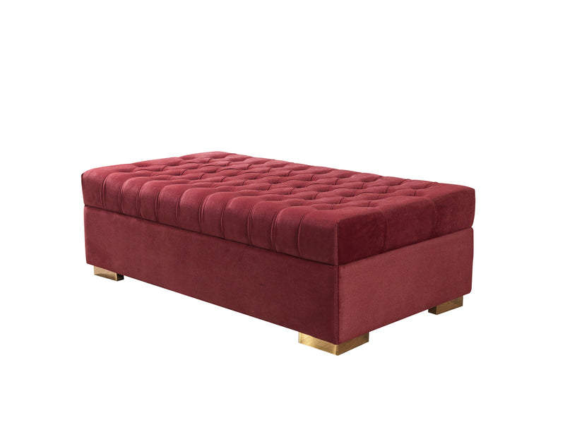 Emma Maroon Velvet Rectangle Ottoman