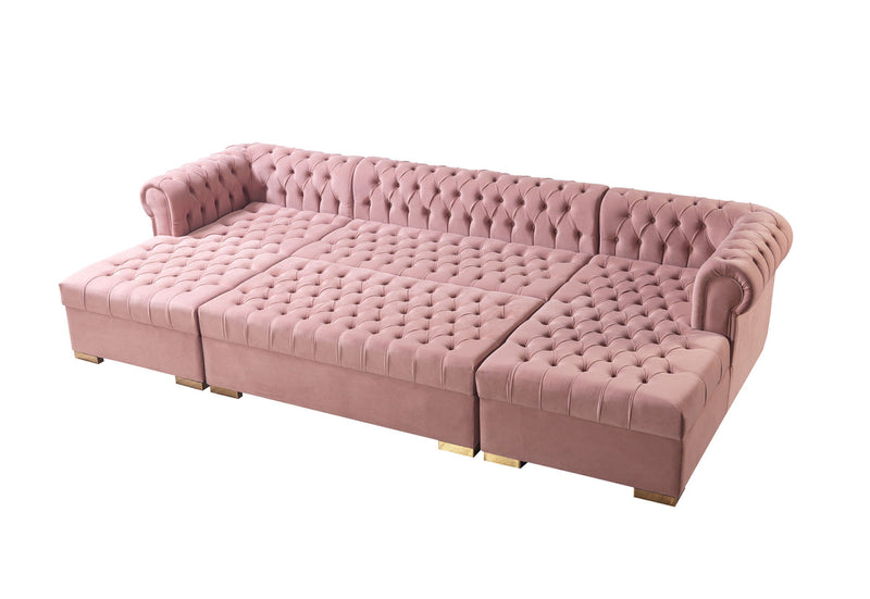 Emma Pink Velvet Double Chaise Sectional