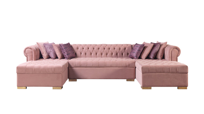 Emma Pink Velvet Double Chaise Sectional