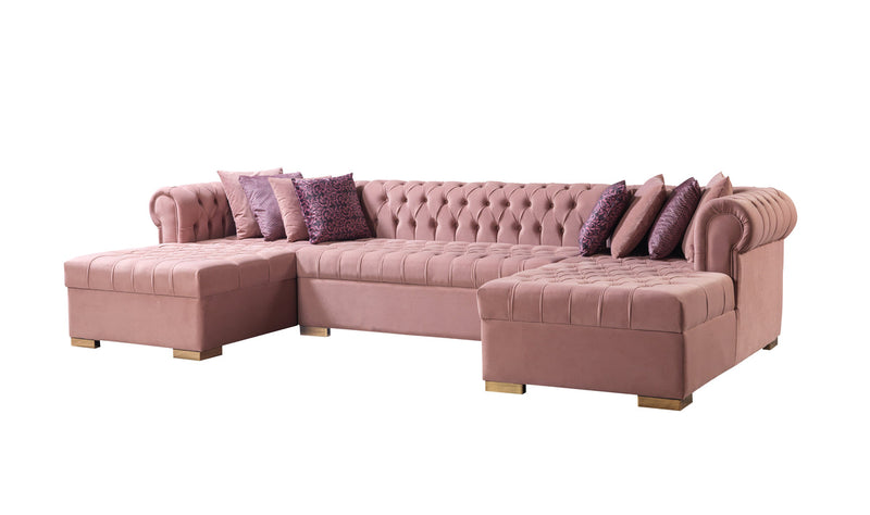 Emma Pink Velvet Double Chaise Sectional