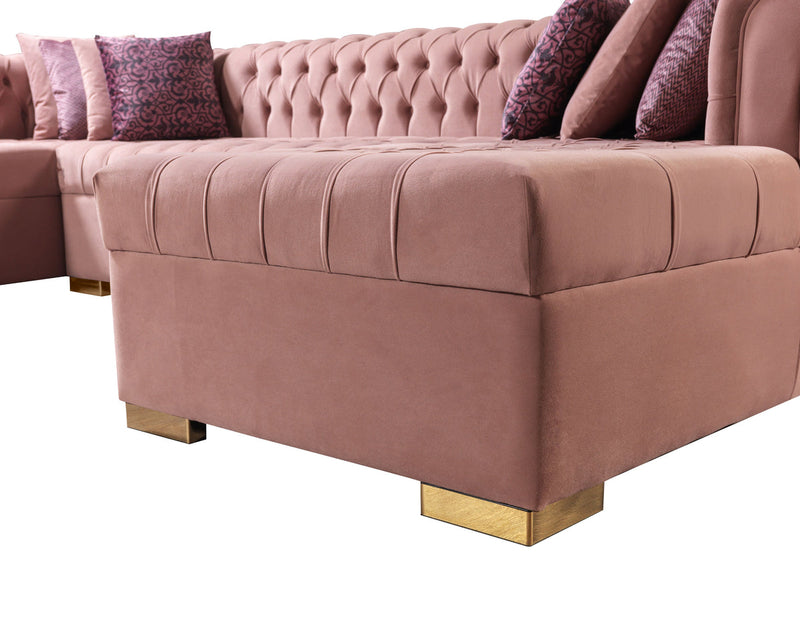 Emma Pink Velvet Double Chaise Sectional