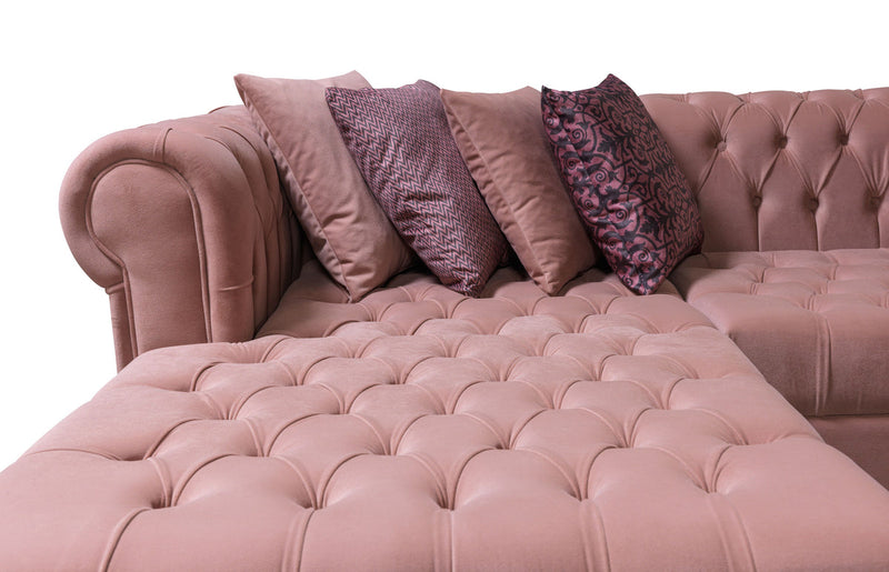 Emma Pink Velvet Double Chaise Sectional