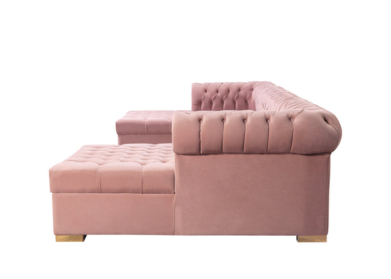 Emma Pink Velvet Double Chaise Sectional