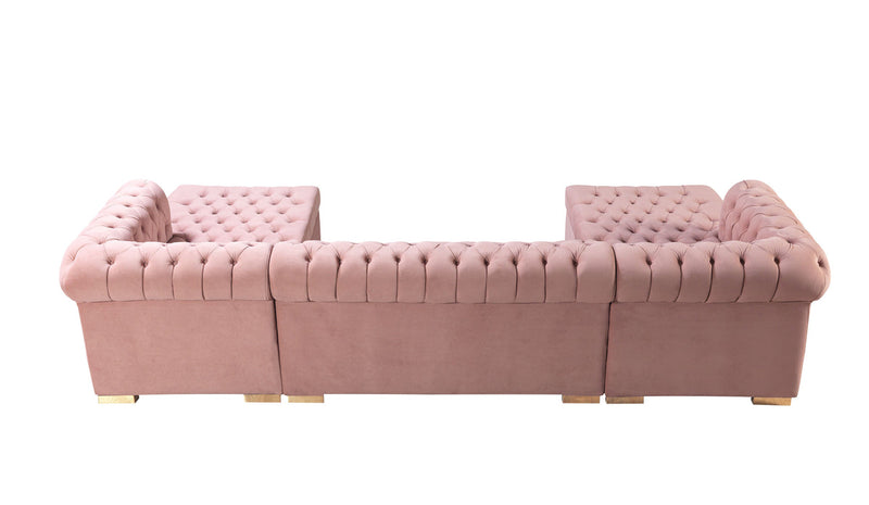 Emma Pink Velvet Double Chaise Sectional