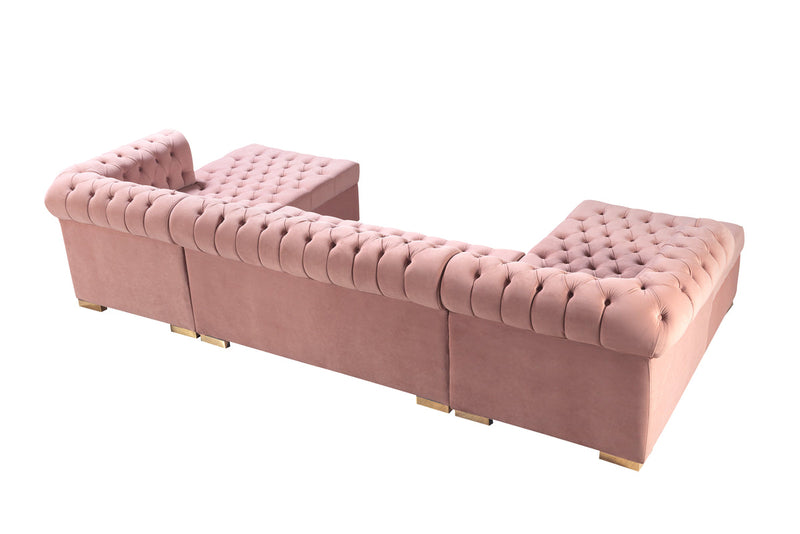 Emma Pink Velvet Double Chaise Sectional