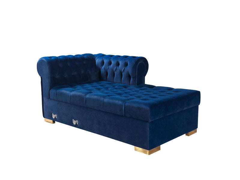 Emma Navy Velvet Double Chaise 136" Sectional