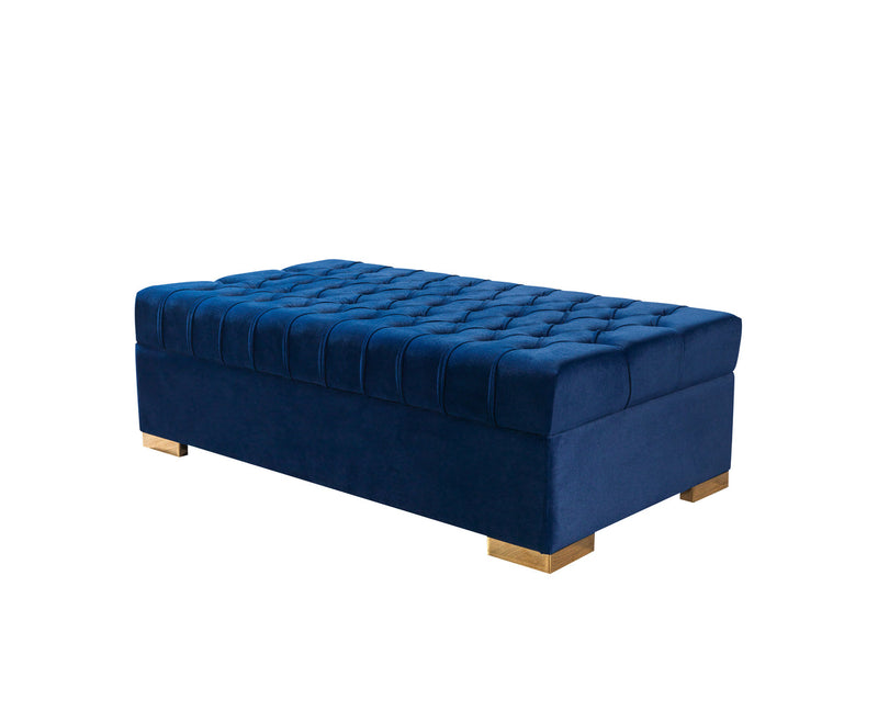 Emma Navy Velvet Double Chaise 136" Sectional