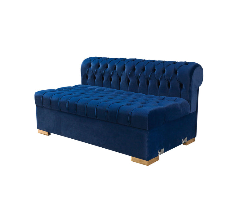 Emma Navy Velvet Double Chaise 136" Sectional