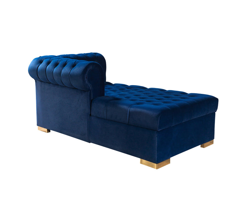 Emma Navy Velvet Double Chaise 136" Sectional