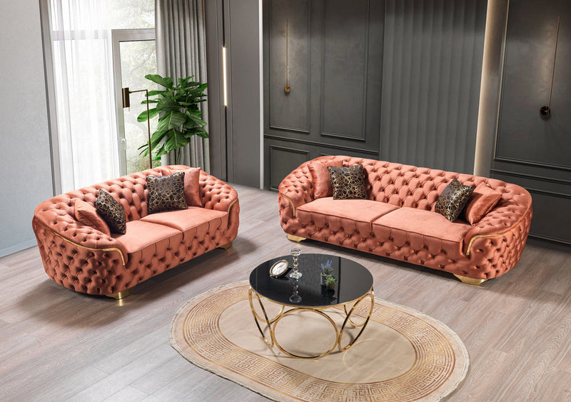 Scarlett Orange Velvet Sofa 95" & Loveseat 82"