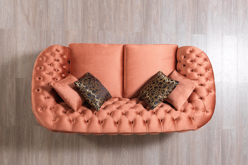 Scarlett Orange Velvet Sofa 95" & Loveseat 82"