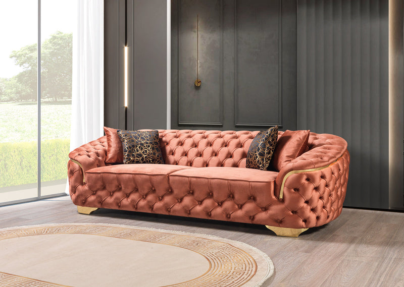 Scarlett Orange Velvet Sofa 95" & Loveseat 82"