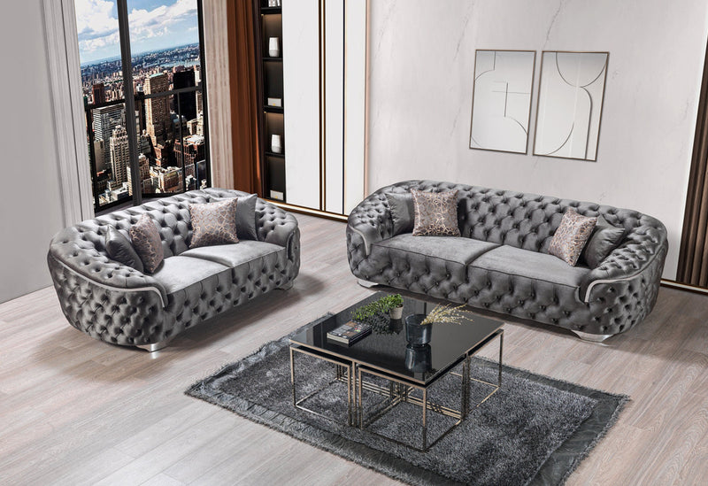 Scarlett Gray Velvet Sofa & Loveseat