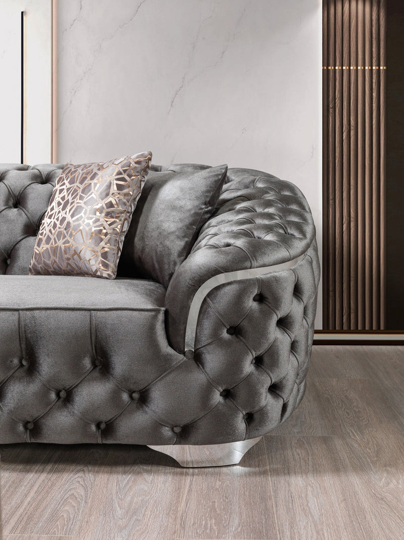 Scarlett Gray Velvet Sofa & Loveseat