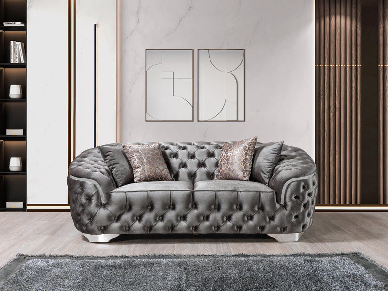 Scarlett Gray Velvet Sofa & Loveseat