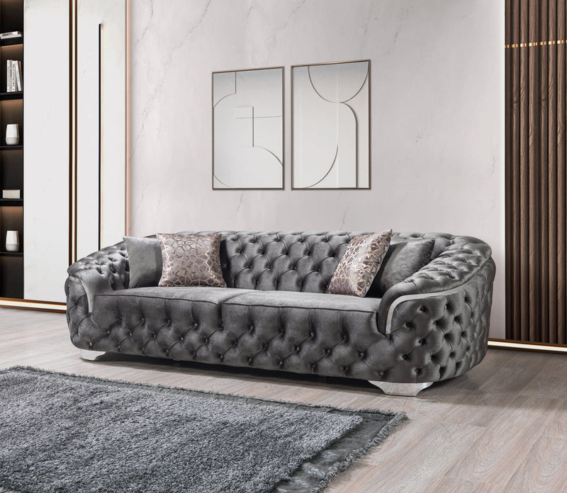 Scarlett Gray Velvet Sofa & Loveseat