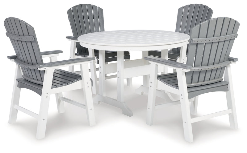 Transville Gray White Outdoor Dining Table And 4 Chairs