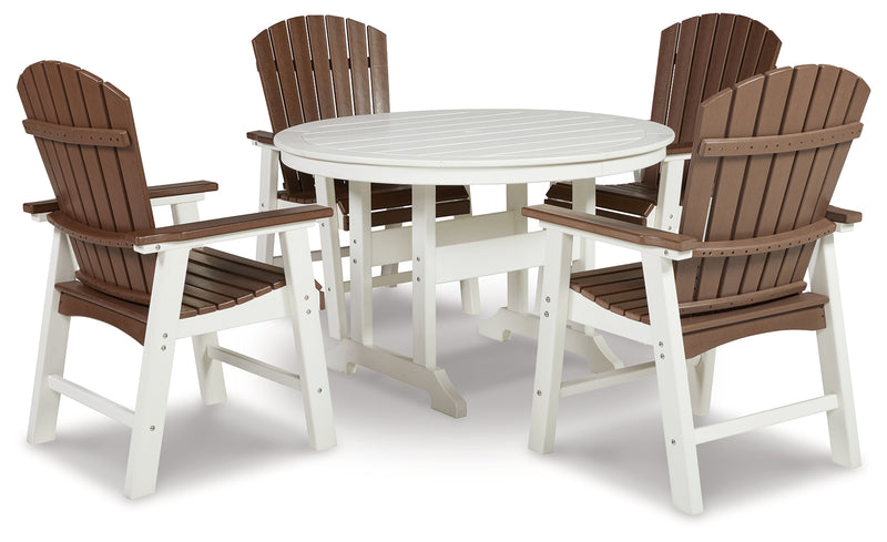 Genesis Brown White Bay Outdoor Dining Table And 4 Chairs