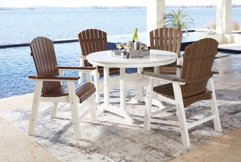 Genesis Brown White Bay Outdoor Dining Table And 4 Chairs