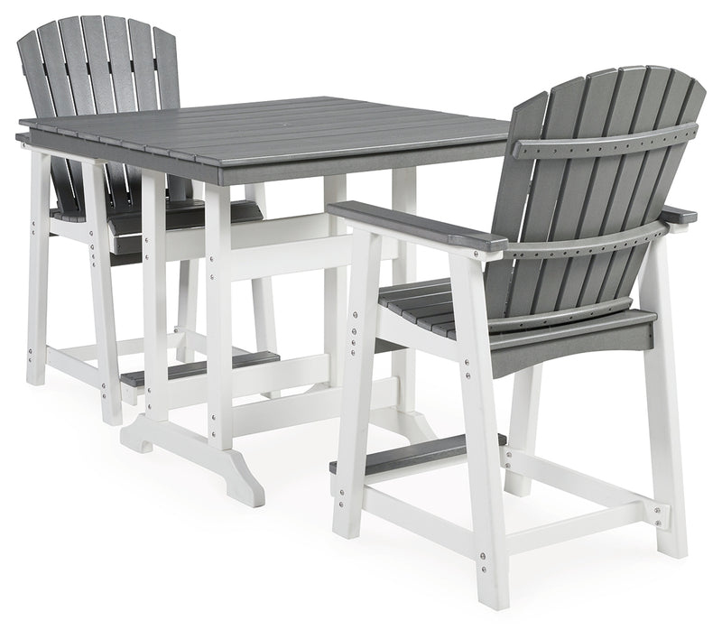 Transville Gray/white Outdoor Counter Height Dining Table And 2 Barstools