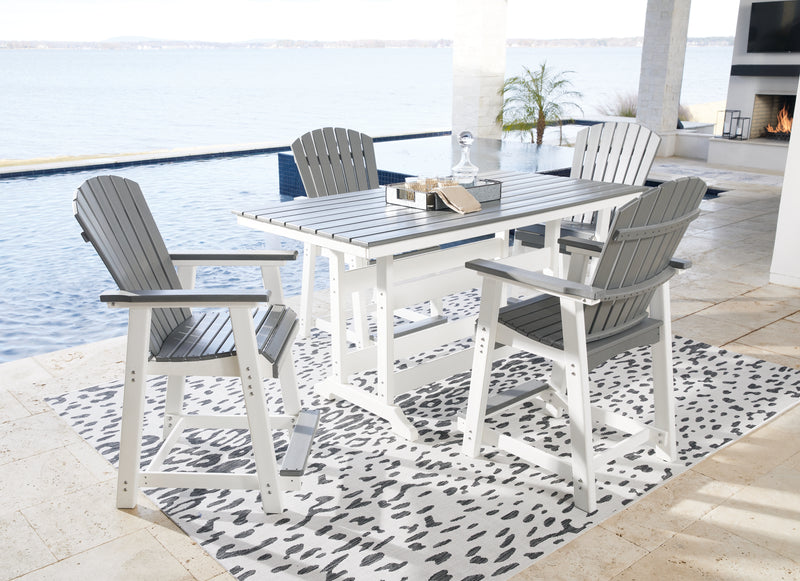 Transville Gray/white Outdoor Counter Height Dining Table And 4 Barstools