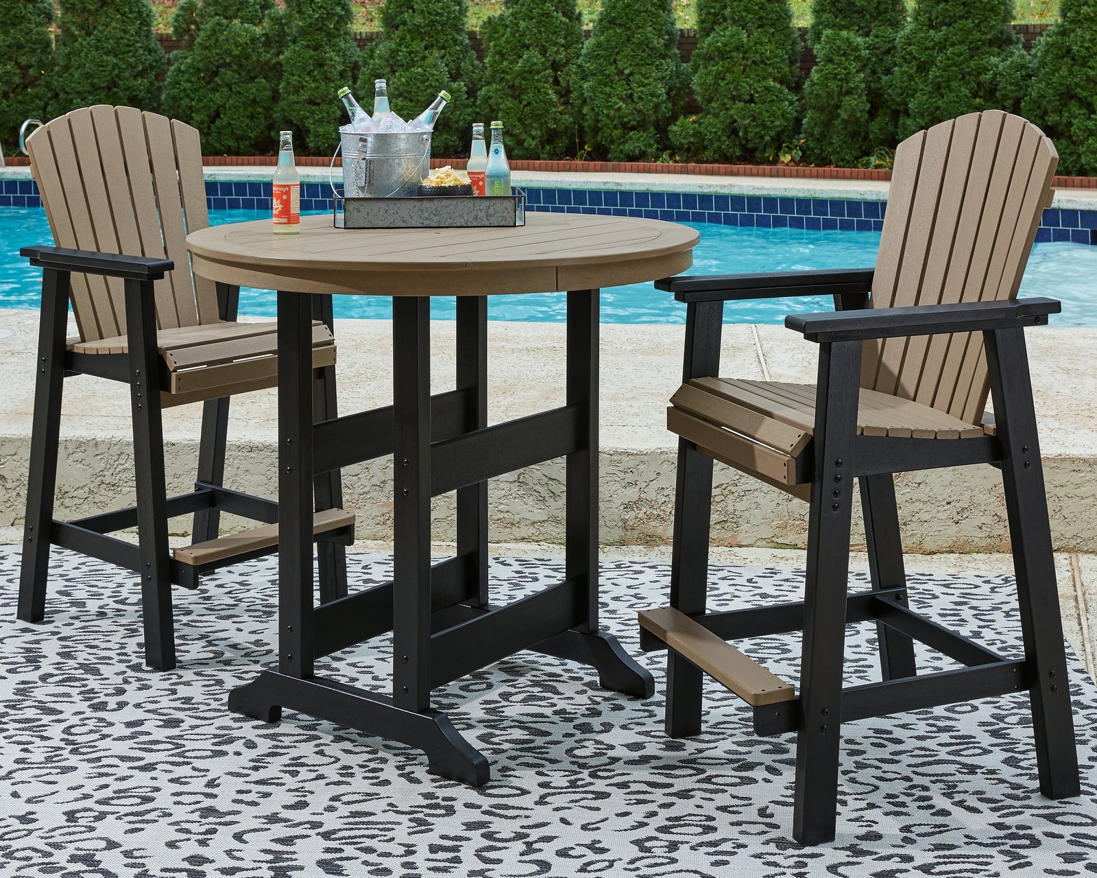 Fairen Black Driftwood Trail Outdoor Bar Table And 2 Barstools