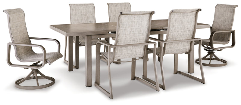 Beach Beige Front Outdoor Dining Table And 6 Chairs