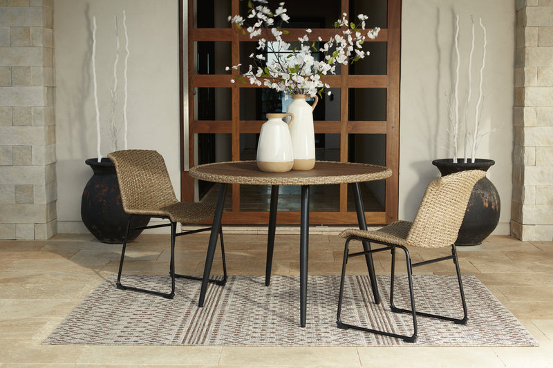 Amaris Brown Black Outdoor Dining Table And 2 Chairs