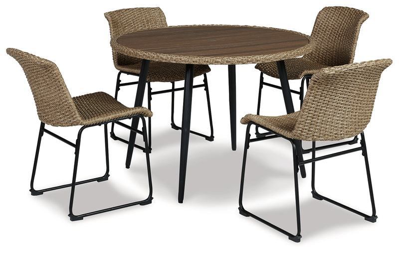 Amaris Brown Black Outdoor Dining Table And 4 Chairs