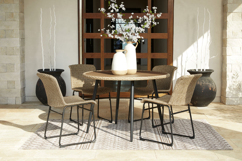 Amaris Brown Black Outdoor Dining Table And 4 Chairs