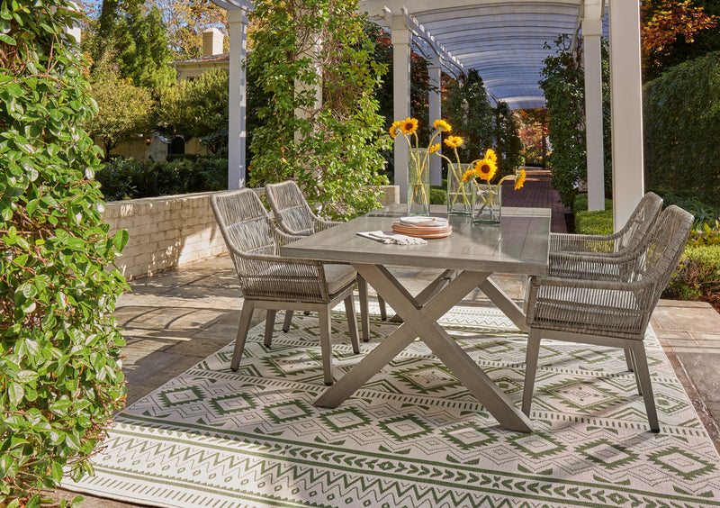 Beach Beige Front Outdoor Dining Table And 4 Chairs