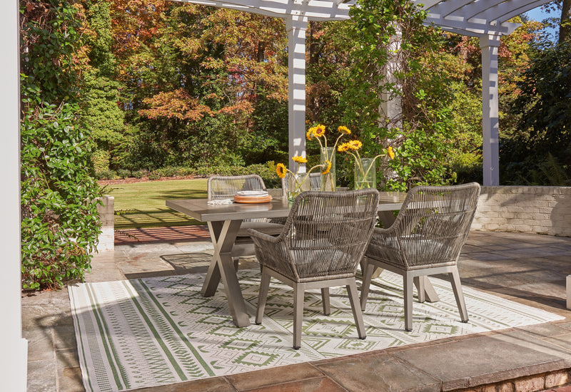 Beach Beige Front Outdoor Dining Table And 4 Chairs