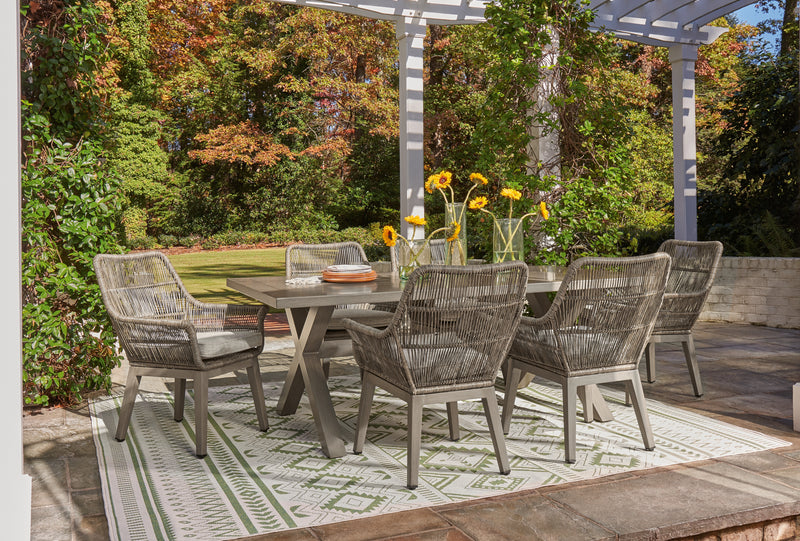 Beach Beige Front Outdoor Dining Table And 6 Chairs