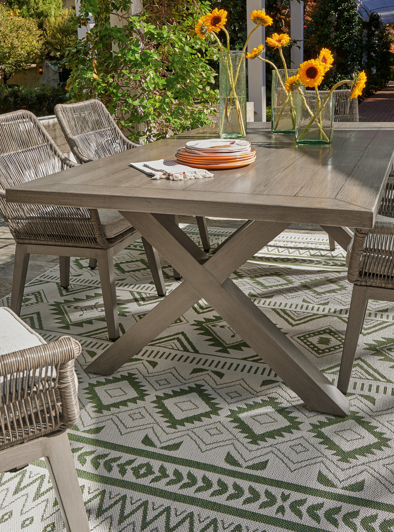 Beach Beige Front Outdoor Dining Table And 4 Chairs