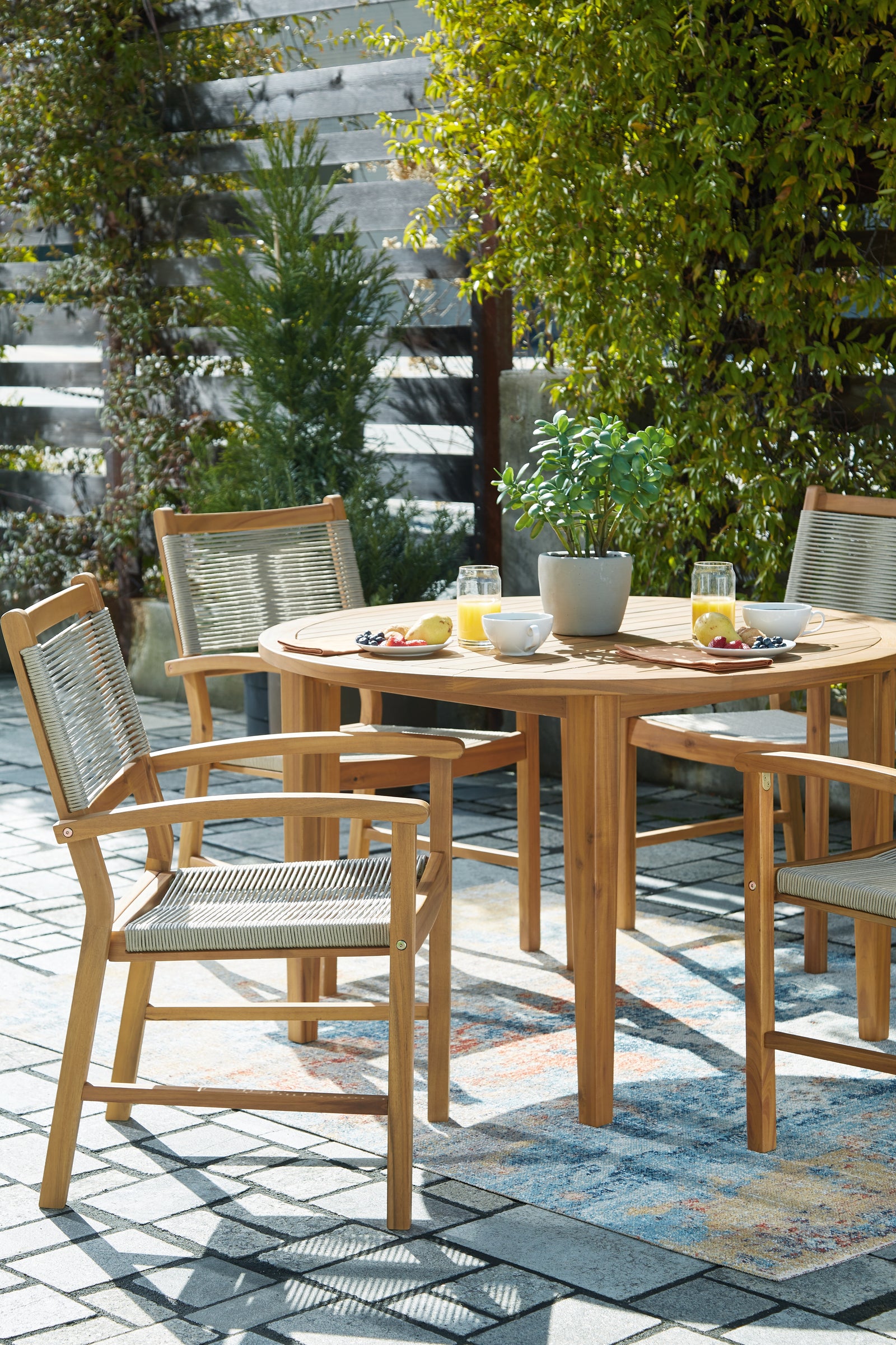 Janiyah Light Brown Outdoor Dining Table And 4 Chairs PKG013835 - P407-615 | P407-602A | P407-602A