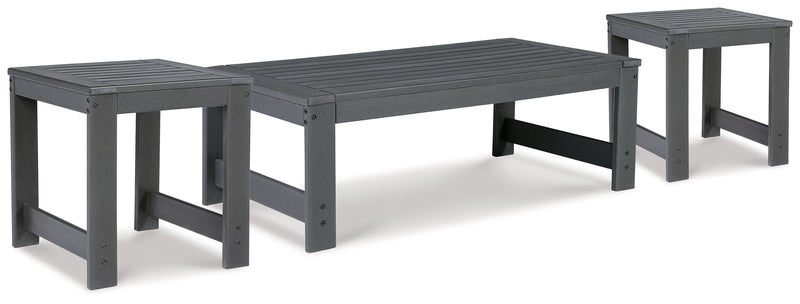 Amora Charcoal Gray Outdoor Coffee Table With 2 End Tables
