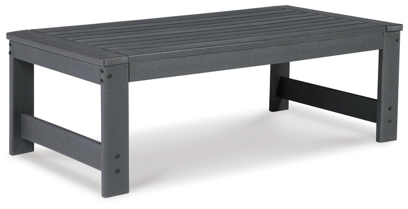 Amora Charcoal Gray Outdoor Loveseat With Coffee Table