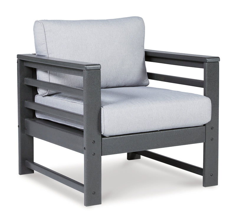 Amora Charcoal Gray Outdoor Sofa Loveseat And 2 Lounge Chairs With End Table