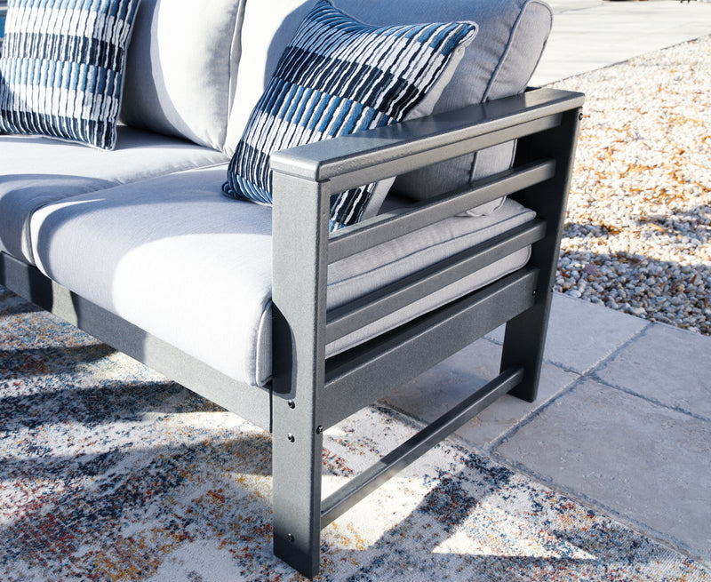 Amora Charcoal Gray Outdoor Sofa With Coffee Table