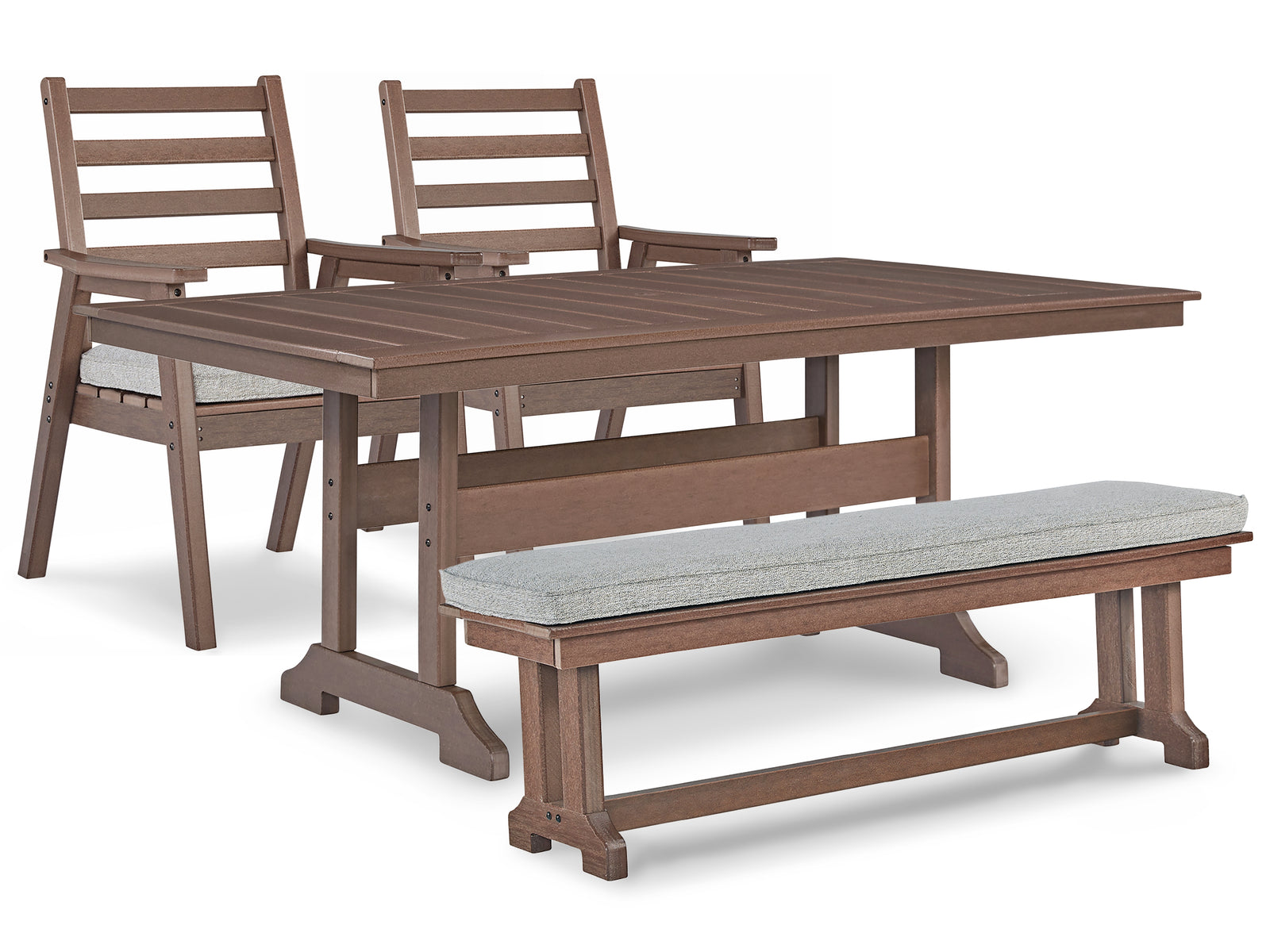 Emmeline Brown Outdoor Dining Table And 2 Chairs Bench