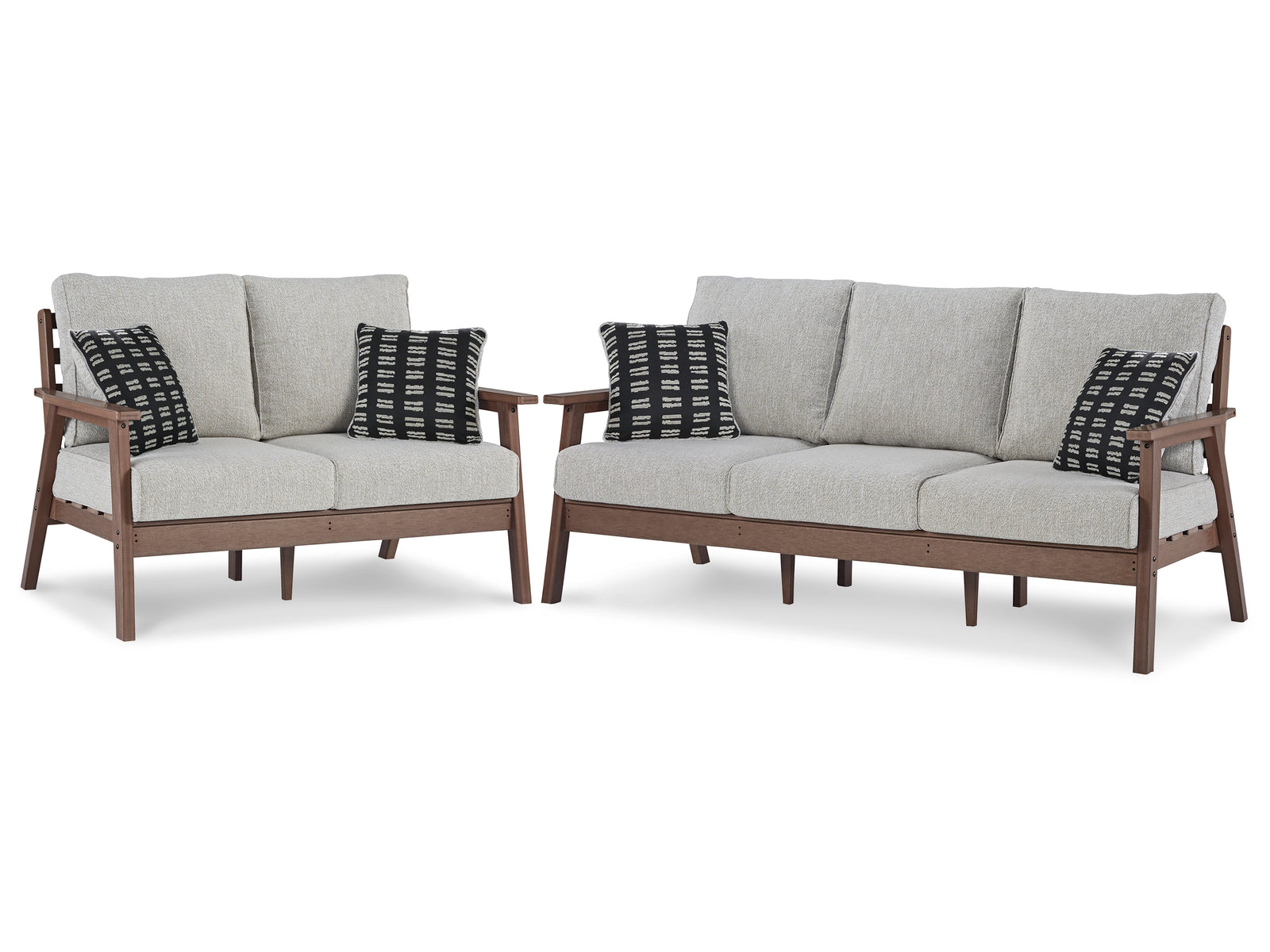 Emmeline Brown Beige Outdoor Sofa And Loveseat