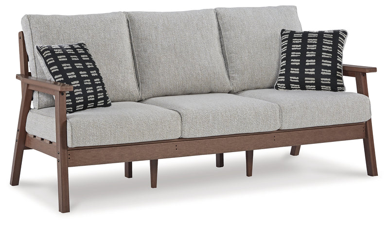 Emmeline Brown/beige Outdoor Sofa With Coffee Table