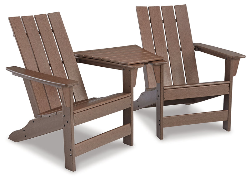 Emmeline Brown 2 Adirondack Chairs With Tete-a-tete Table Connector