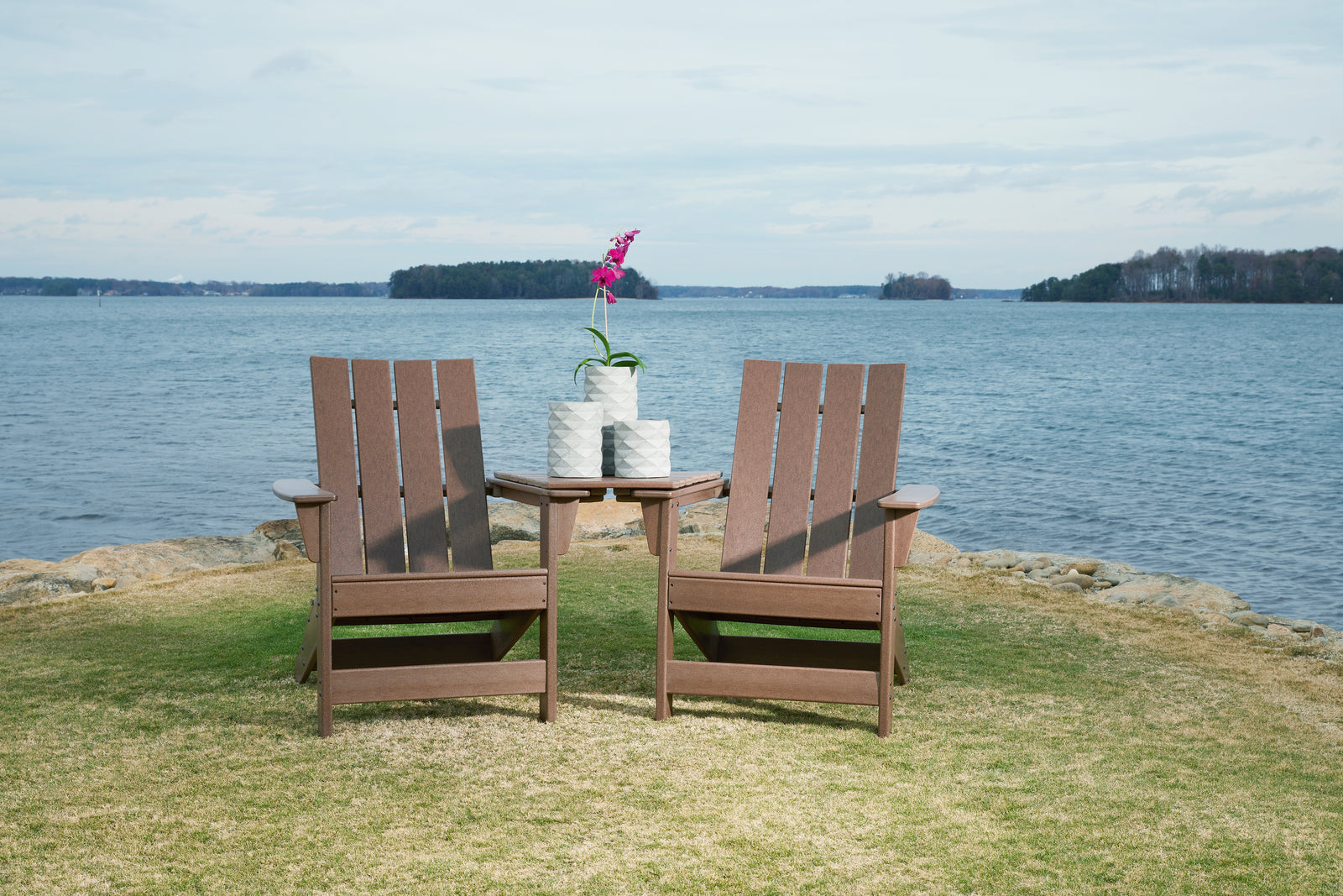 Emmeline Brown 2 Adirondack Chairs With Connector Table