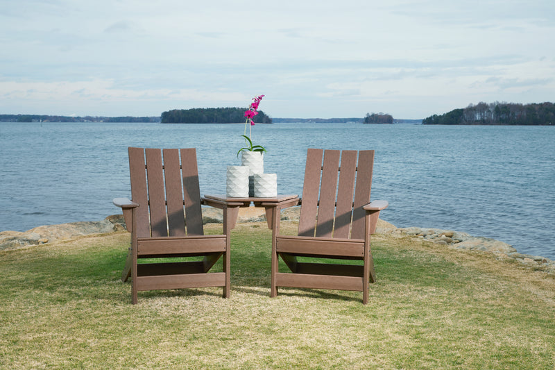 Emmeline Brown 2 Adirondack Chairs With Tete-a-tete Table Connector