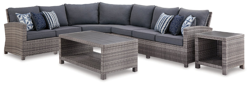 Salem Gray Beach 3-Piece Outdoor Sectional With Chair Coffee Table And End