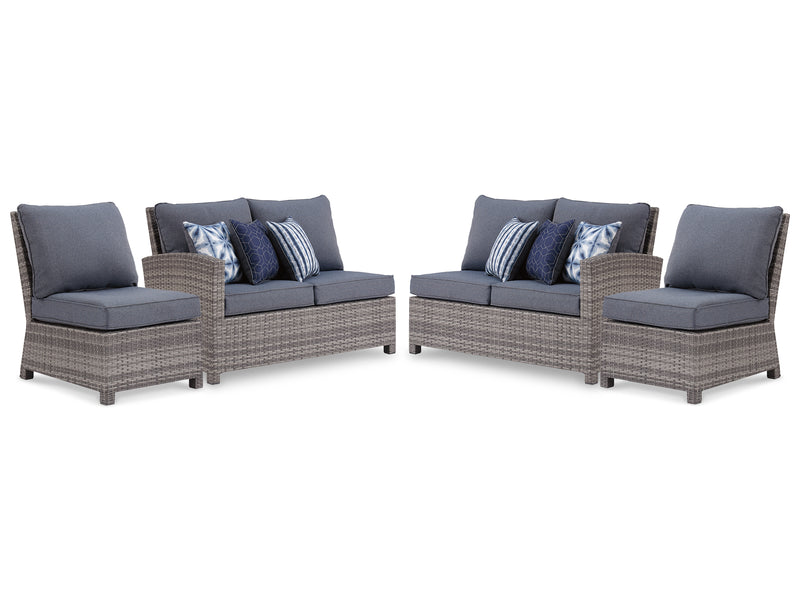 Salem Gray Beach 2-Piece Outdoor Sectional With 2 Chairs